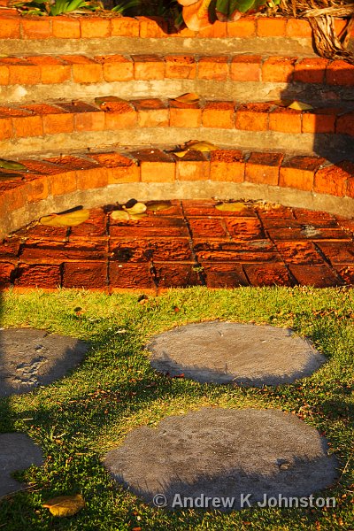 0409_40D_7287.jpg - Brick steps at sunrise, outside the old hotel building at The Crane